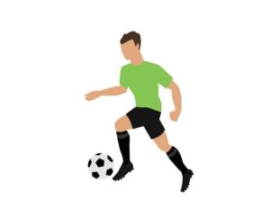 Grafinė futbolininko su kamuoliu figūra