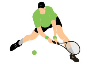 Grafinis tenisą žaidžiančio žmogaus atvaizdas